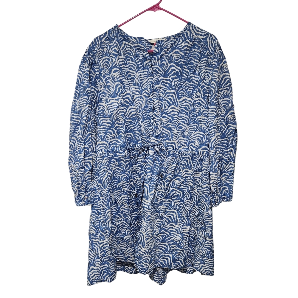 H&M Short linen-blend Dress in Blue patterned Size M